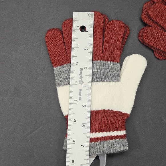Youth Gloves Bundle Of 3 One Size Boys Red, Ivory, Grey, Striped, Blue Navy NWOT - Picture 4 of 6